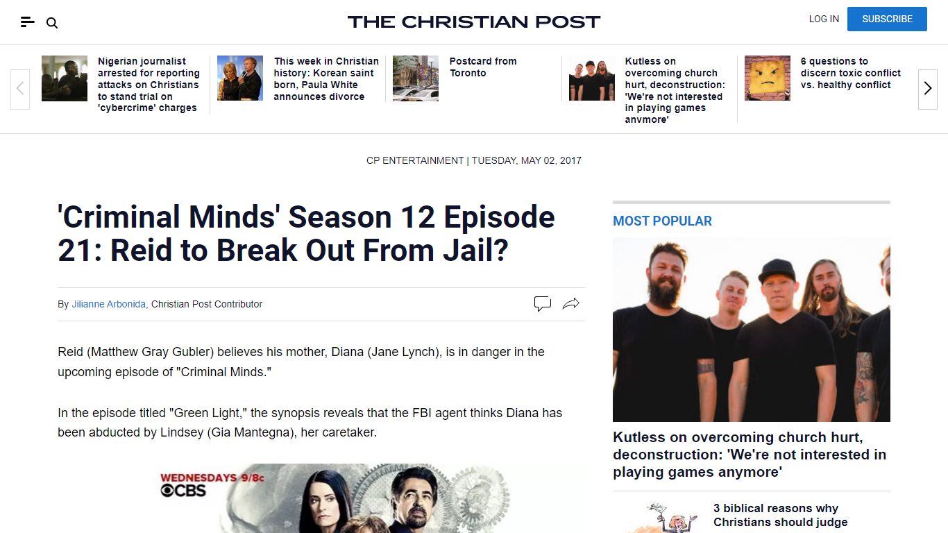'Criminal Minds' Season 12 Episode 21: Reid to Break Out From Jail ...